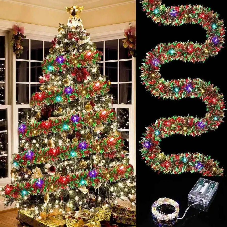 Ghirlanda Natalizia Luminosa LED – Effetto Metallizzato Scintillante ✨