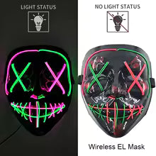 🎭 Maschera Horror LED Neon – Luminosa per Halloween, Carnevale e Feste