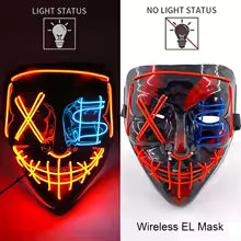🎭 Maschera Horror LED Neon – Luminosa per Halloween, Carnevale e Feste