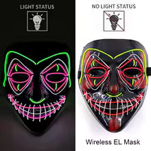 🎭 Maschera Horror LED Neon – Luminosa per Halloween, Carnevale e Feste