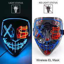 🎭 Maschera Horror LED Neon – Luminosa per Halloween, Carnevale e Feste