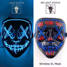 🎭 Maschera Horror LED Neon – Luminosa per Halloween, Carnevale e Feste