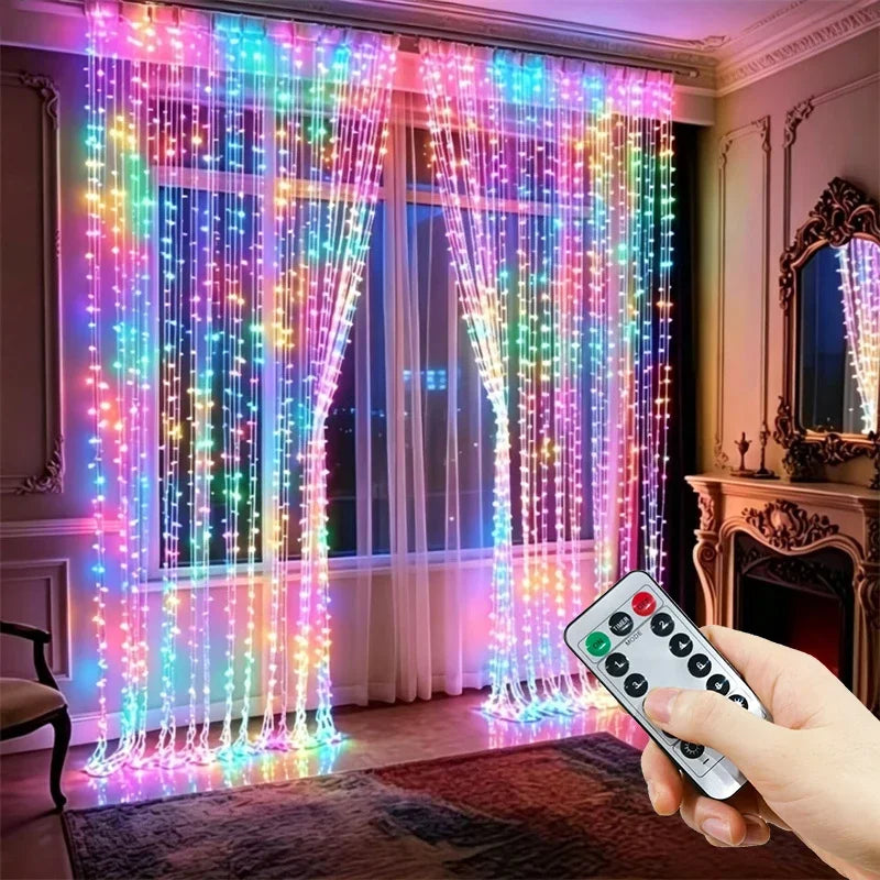 ✨ Tenda Luminosa LED USB – Luci Decorative con Telecomando e 8 Effetti 🎄