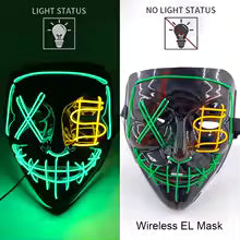 🎭 Maschera Horror LED Neon – Luminosa per Halloween, Carnevale e Feste