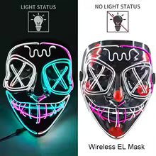 🎭 Maschera Horror LED Neon – Luminosa per Halloween, Carnevale e Feste