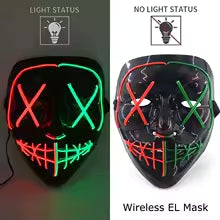 🎭 Maschera Horror LED Neon – Luminosa per Halloween, Carnevale e Feste