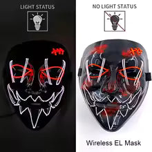 🎭 Maschera Horror LED Neon – Luminosa per Halloween, Carnevale e Feste