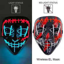 🎭 Maschera Horror LED Neon – Luminosa per Halloween, Carnevale e Feste