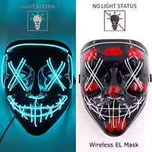 🎭 Maschera Horror LED Neon – Luminosa per Halloween, Carnevale e Feste