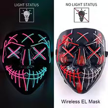 🎭 Maschera Horror LED Neon – Luminosa per Halloween, Carnevale e Feste