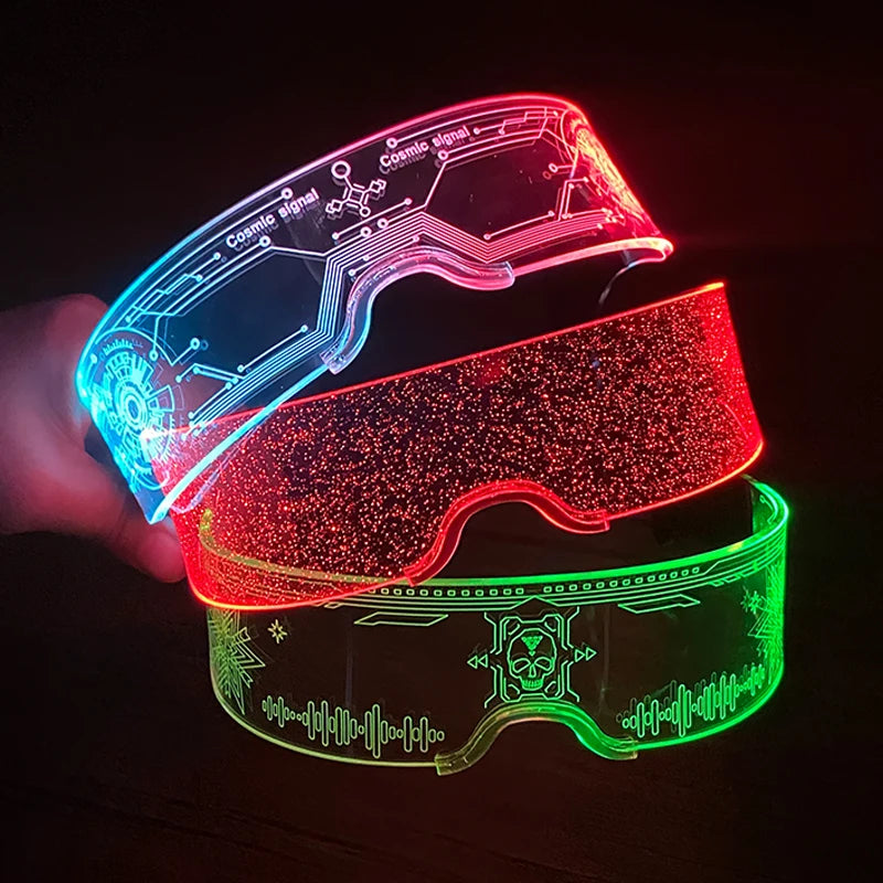 👓 Occhiali LED Visiera Neon – Halloween, Natale e Party Accendi la notte e diventa protagonista della festa! 🌟