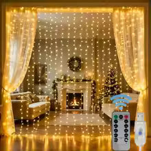 ✨ Tenda Luminosa LED USB – Luci Decorative con Telecomando e 8 Effetti 🎄