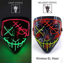 🎭 Maschera Horror LED Neon – Luminosa per Halloween, Carnevale e Feste