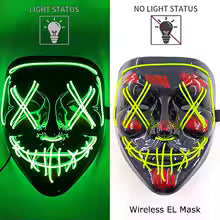 🎭 Maschera Horror LED Neon – Luminosa per Halloween, Carnevale e Feste