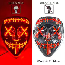 🎭 Maschera Horror LED Neon – Luminosa per Halloween, Carnevale e Feste