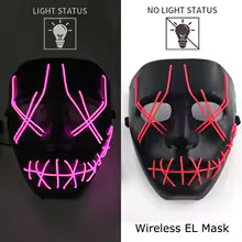 🎭 Maschera Horror LED Neon – Luminosa per Halloween, Carnevale e Feste