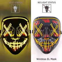 🎭 Maschera Horror LED Neon – Luminosa per Halloween, Carnevale e Feste