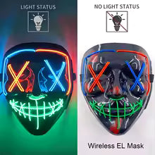 🎭 Maschera Horror LED Neon – Luminosa per Halloween, Carnevale e Feste