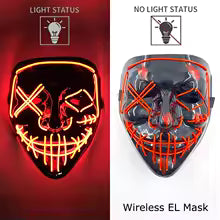 🎭 Maschera Horror LED Neon – Luminosa per Halloween, Carnevale e Feste