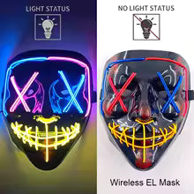 🎭 Maschera Horror LED Neon – Luminosa per Halloween, Carnevale e Feste