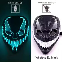 🎭 Maschera Horror LED Neon – Luminosa per Halloween, Carnevale e Feste