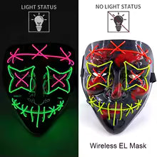 🎭 Maschera Horror LED Neon – Luminosa per Halloween, Carnevale e Feste