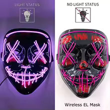 🎭 Maschera Horror LED Neon – Luminosa per Halloween, Carnevale e Feste