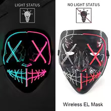 🎭 Maschera Horror LED Neon – Luminosa per Halloween, Carnevale e Feste