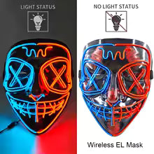 🎭 Maschera Horror LED Neon – Luminosa per Halloween, Carnevale e Feste