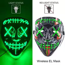 🎭 Maschera Horror LED Neon – Luminosa per Halloween, Carnevale e Feste