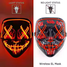 🎭 Maschera Horror LED Neon – Luminosa per Halloween, Carnevale e Feste