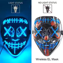 🎭 Maschera Horror LED Neon – Luminosa per Halloween, Carnevale e Feste